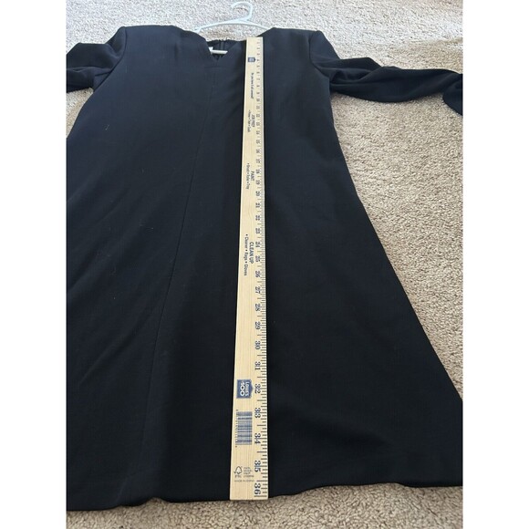 Tom & Linda Platt Designer Luxury V-neck Black Dress Dress Size M 100% Wool - Picture 6 of 9